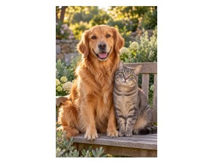 Together, Pet Stop's finished family and multi-pet portrait sample